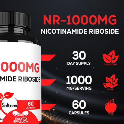 Satoomi NAD Nicotinamide Riboside - NR 1000mg Food Supplement - 60 Capsules for 30 Days