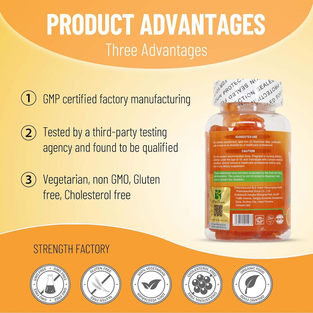 Wins Town Vitamin C Gummies 250mg, Immune & Antioxidant Support, 60 Gummies - görsel 4