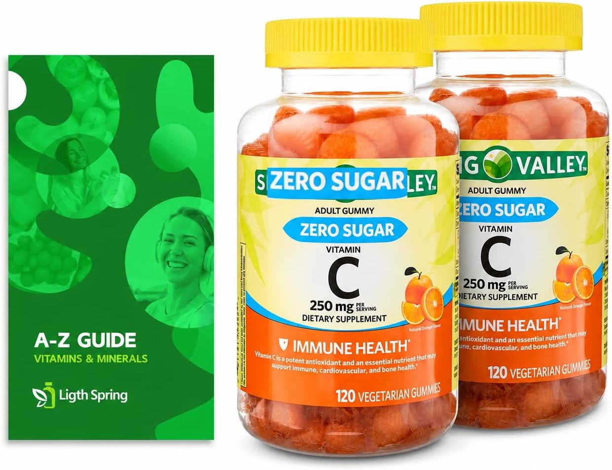 Sugar-Free Vitamin C Gummies, 250 mg, 120 Gummies (Pack of 2) with Exclusive Guide - görsel 1