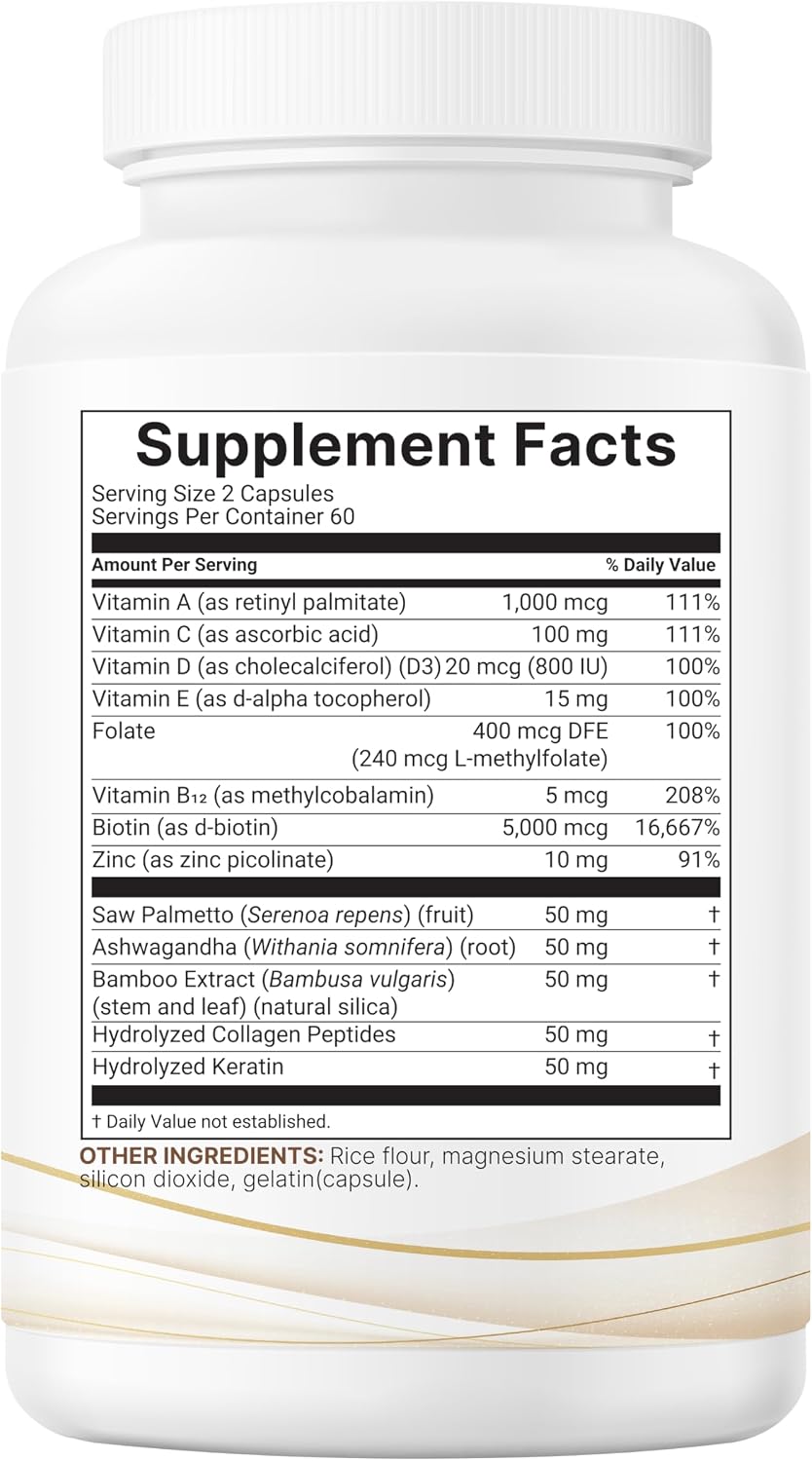 Micro Ingredients Hair Vitamins Complex, 120 Capsules - görsel 8