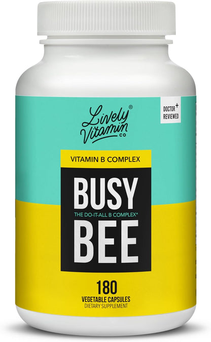 Lively Vitamin Co. Busy Bee - Highly Bio-available Vitamin B Complex with Choline - 180 Vegan Capsules