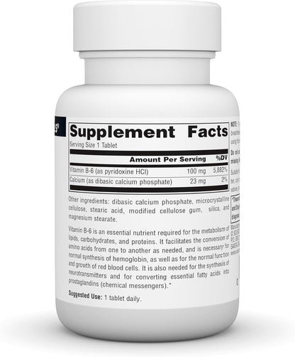 Source Naturals Vitamin B-6 100mg – 100 Tablets