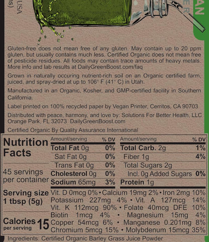 Daily Green Boost - Organic Raw Vegan Multivitamin Supplement (240 ml)