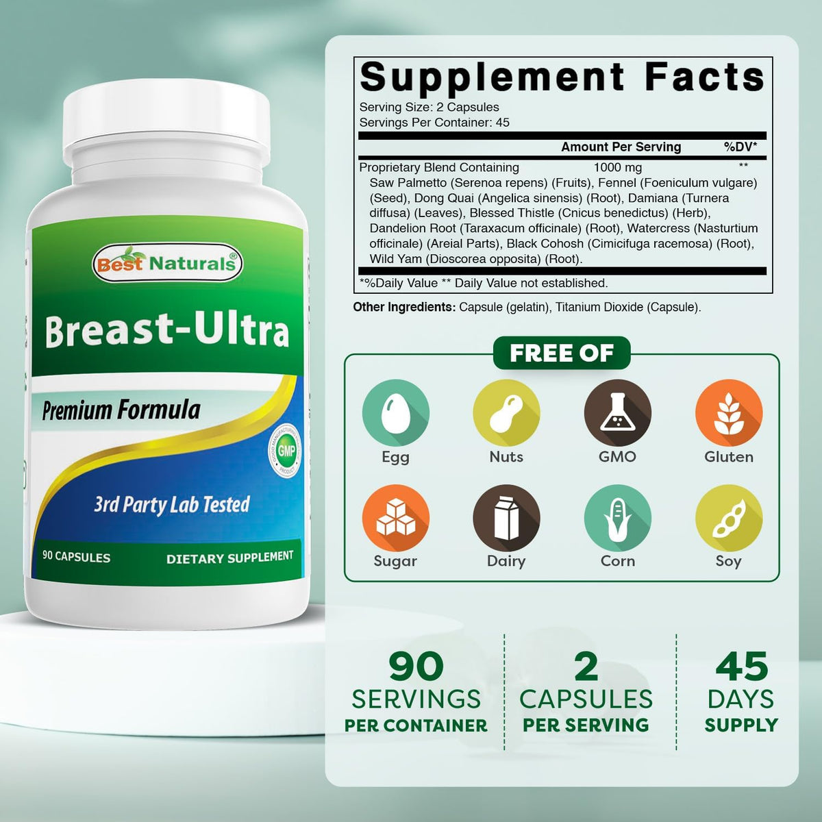 Best Naturals Breast-Ultra Breast Support Capsules – 90 Capsules (Pack of 3) - görsel 2
