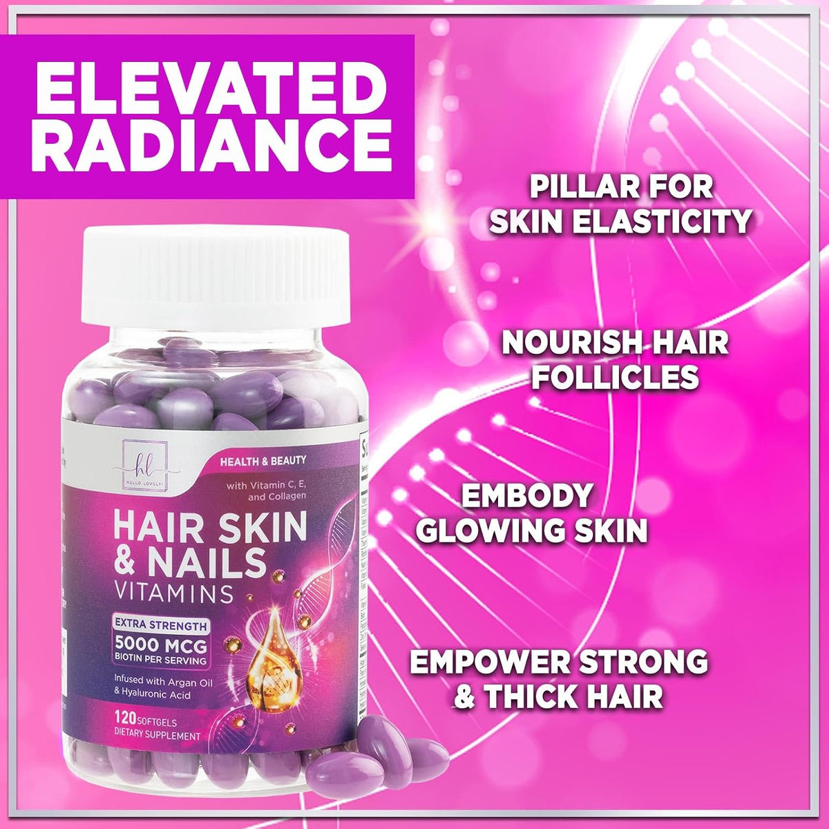 Hair Vitamins for Women for Hair Growth – Argan-Infused with Collagen, Biotin & Hyaluronic Acid - görsel 6