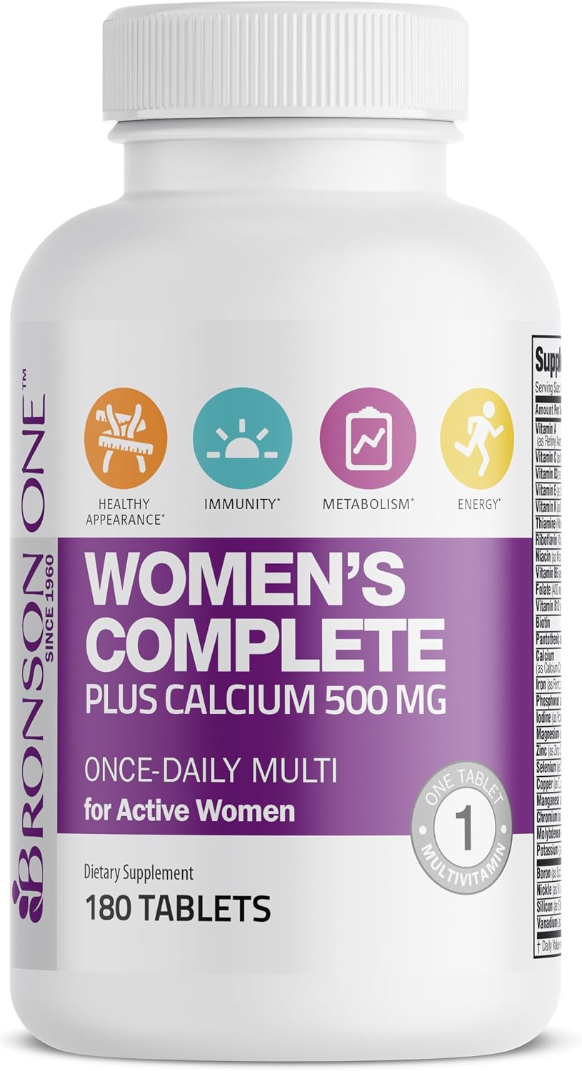 Bronson ONE Daily Women’s Complete Multivitamin Multimineral, Once-Daily for Active Women, 180 Tablets - görsel 5
