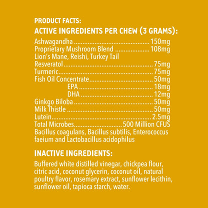 iHeartDogs Senior Super 7 Daily Dog Multivitamin - 7-in-1 Vitamin for Dogs Supports Anti-Ageing with Antioxidants, Probiotics, Lion's Mane, Turkey Tail, & Ashwagandha for Longevity & Cognitive Boost