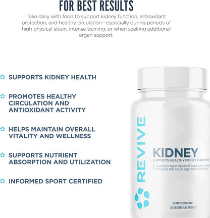 Revive MD Kidney Support Food Supplement – Kidney Cleanse & Detox Capsules for Overall Health & Function – Vegan Friendly, Gluten-Free & Soya-Free (135 Vegetarian Capsules, 45 Servings)