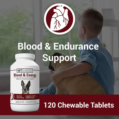 Vet Classics Blood & Energy Dog Supplement – Herbal Chewable Tablets (120 Tablets)
