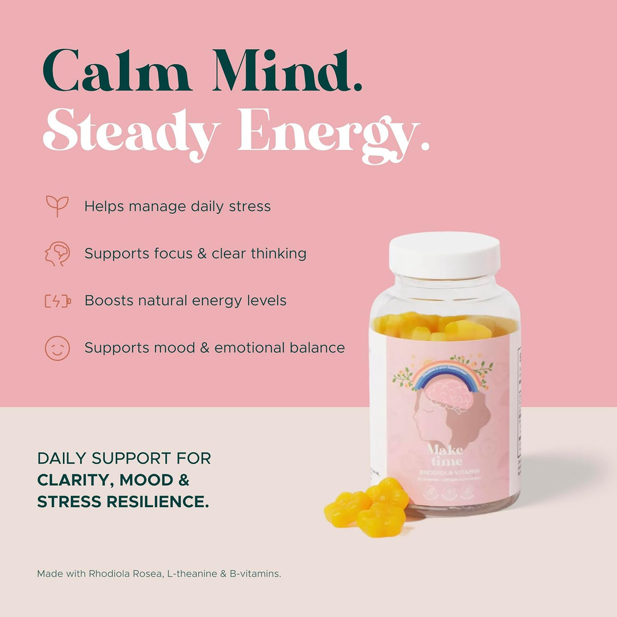 MAKE TIME Women's Rhodiola Gummies for Brain Health and Stress - görsel 2