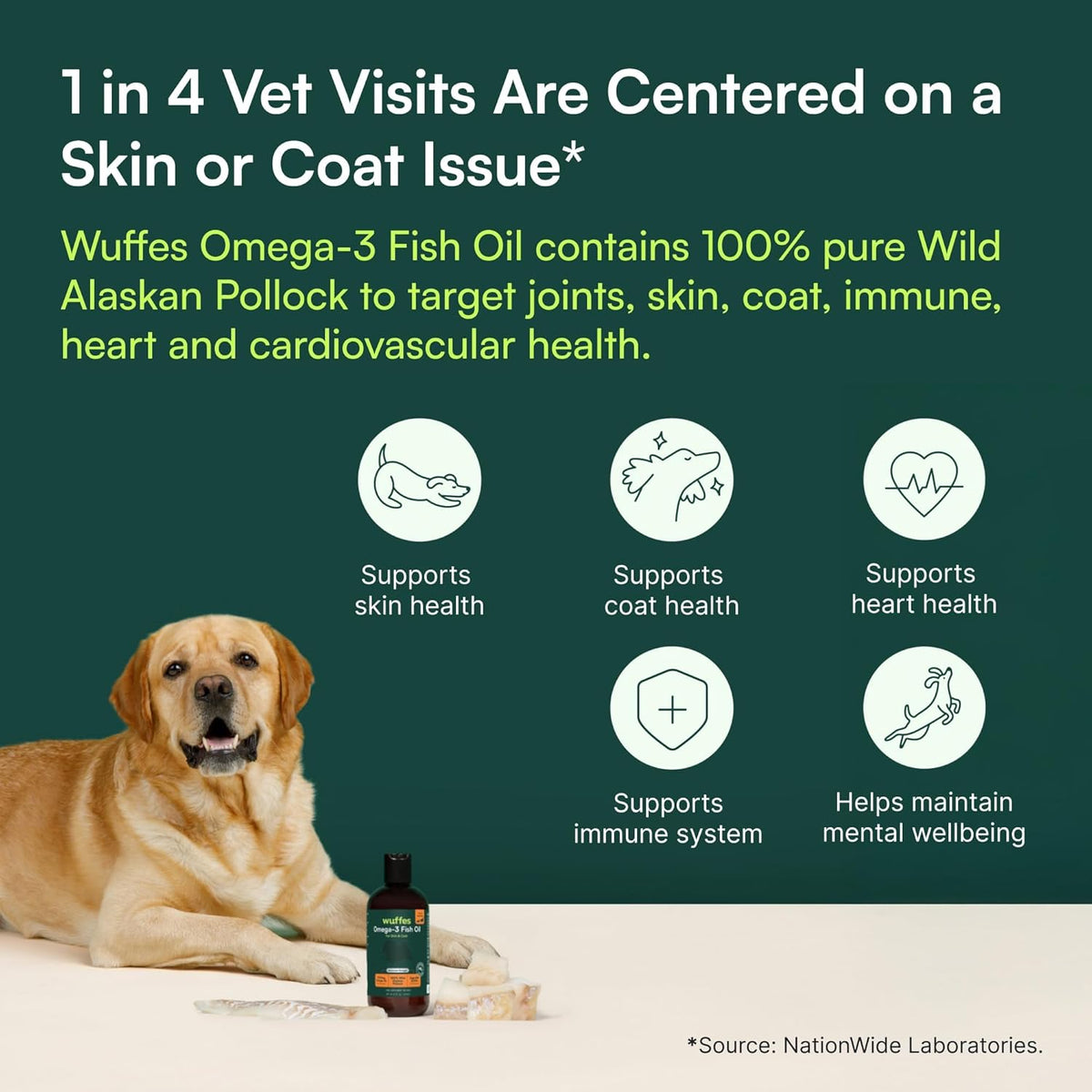 Wuffes Advanced Omega-3 Fish Oil for Dogs – 100% Pure Wild Alaskan Pollock Oil, Natural EPA & DHA, 227 ml - görsel 6