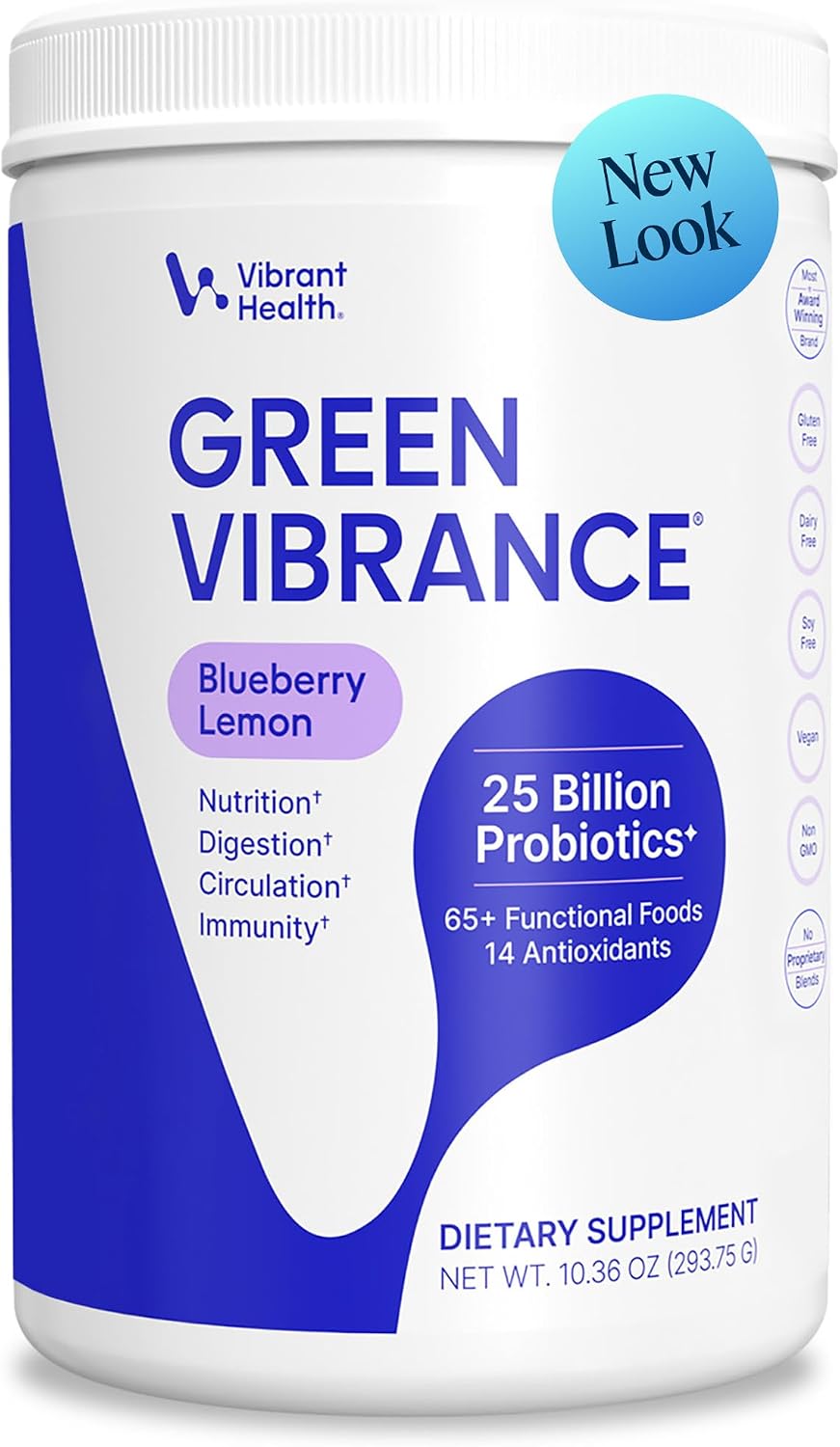 Green Vibrance Superfoods Powder – 70+ Plant-Based Whole Foods & 25 Billion Probiotics, Blueberry Lemon, 25 Servings - görsel 1