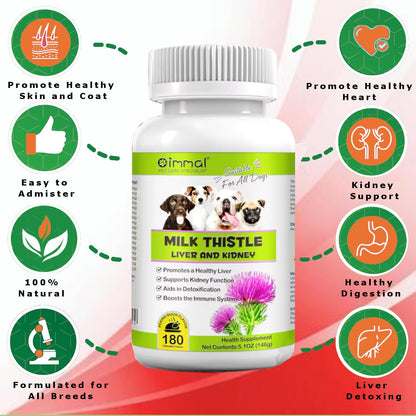 Milk Thistle for Dogs - 180 Chewable Tablets - Liver and Kidney Support