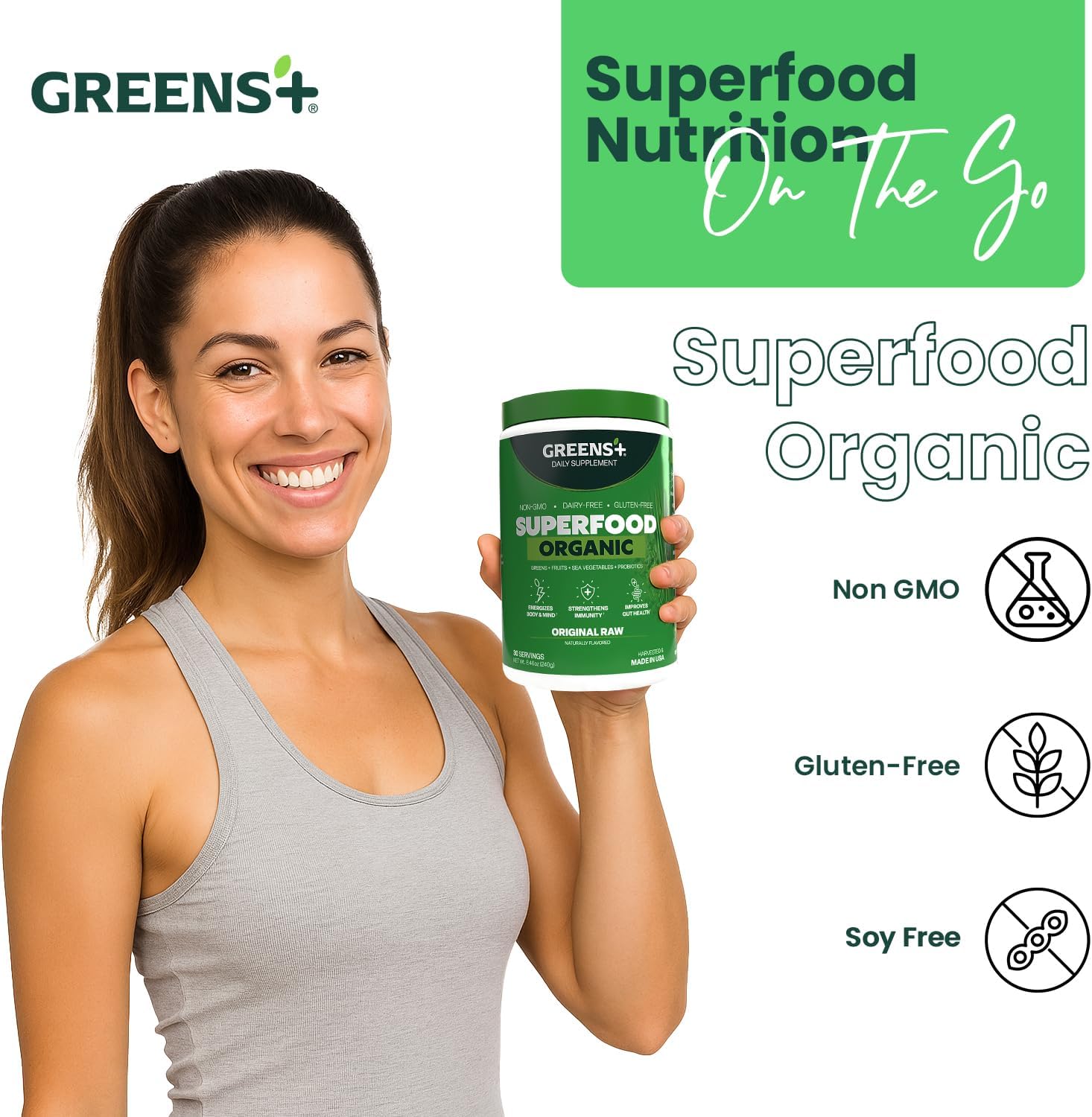 Greens+ Organic RAW Superfood Powder (240 g) - görsel 2