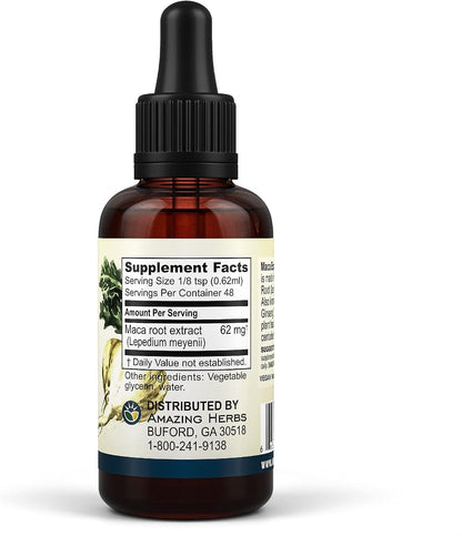 Amazing Herbs Maca Express Liquid Extract - Peruvian Maca Extract, Traditionally Used for Stamina, Energy, Endurance, and Mental Clarity - 30 ml