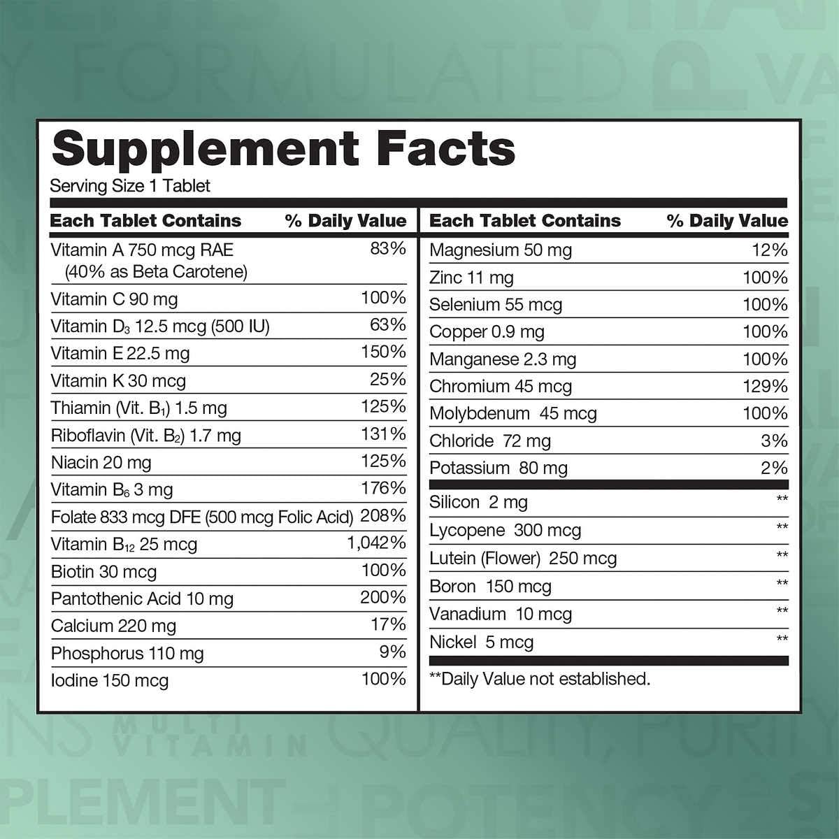 Kirkland Signature Adult 50+ Mature Multi Vitamins & Minerals, 400 Tablets (3-Pack) - görsel 2