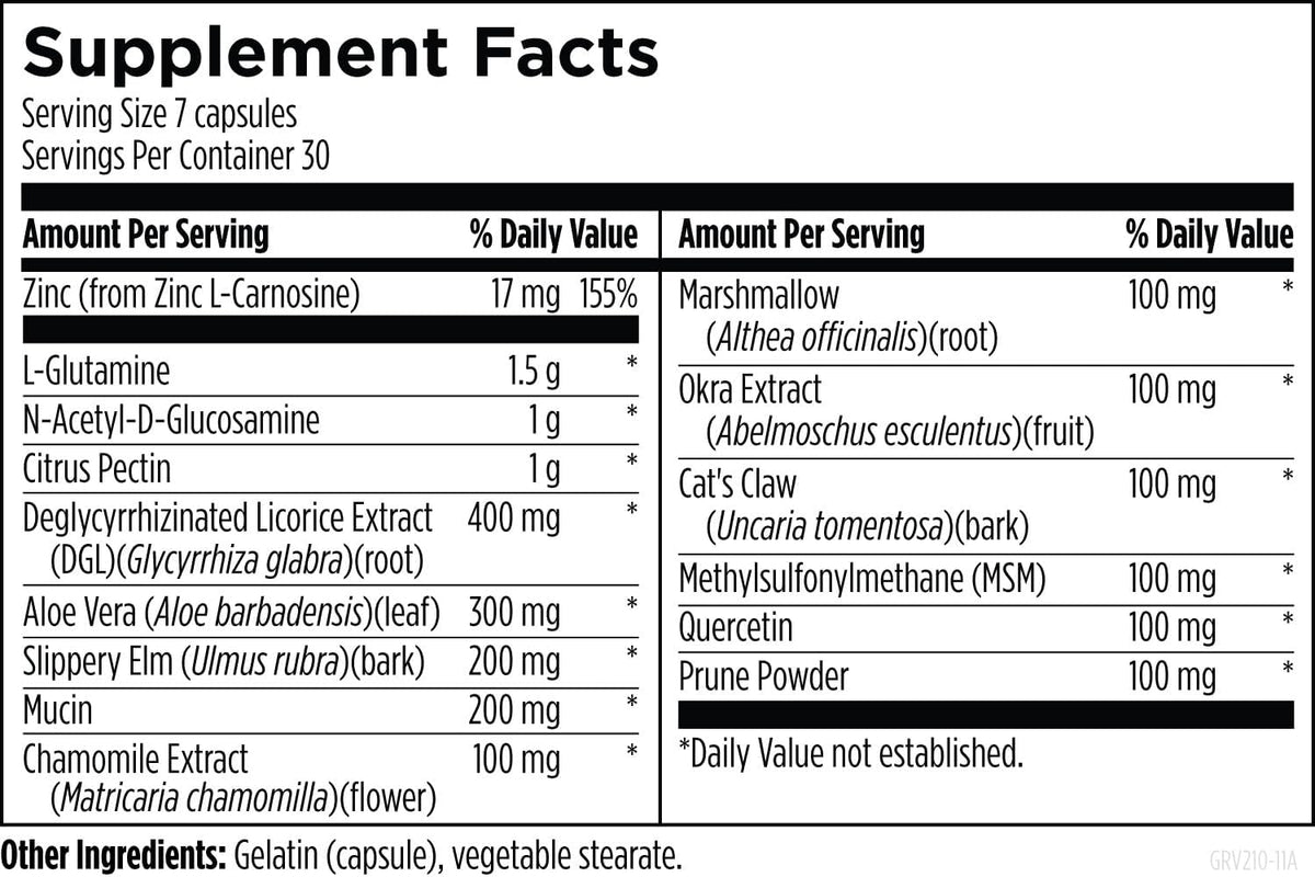 GI Revive - Gut Health Support with Slippery Elm, L-Glutamine & Zinc Carnosine (210 Capsules) - görsel 3