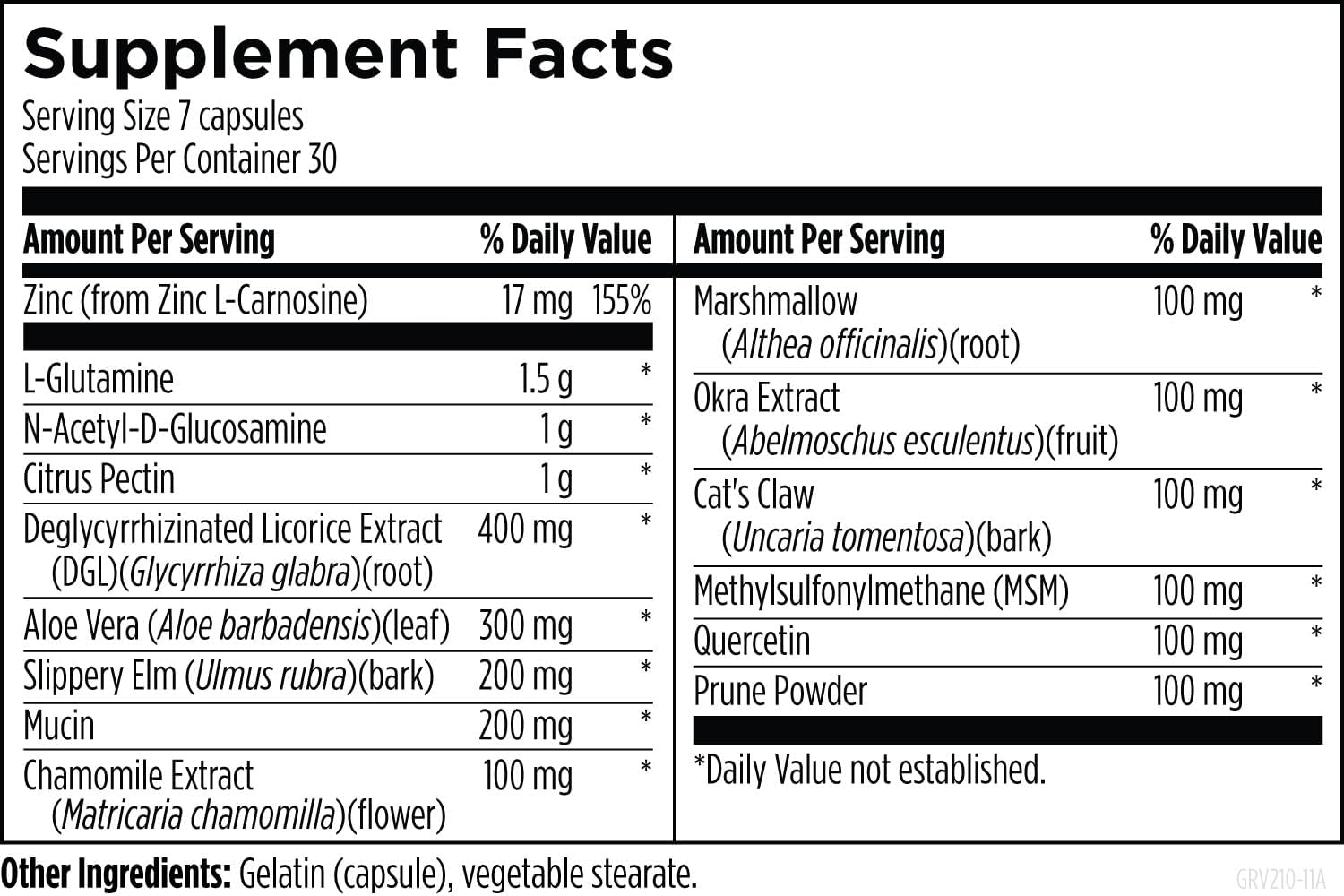 GI Revive - Gut Health Support with Slippery Elm, L-Glutamine & Zinc Carnosine (210 Capsules) - görsel 3