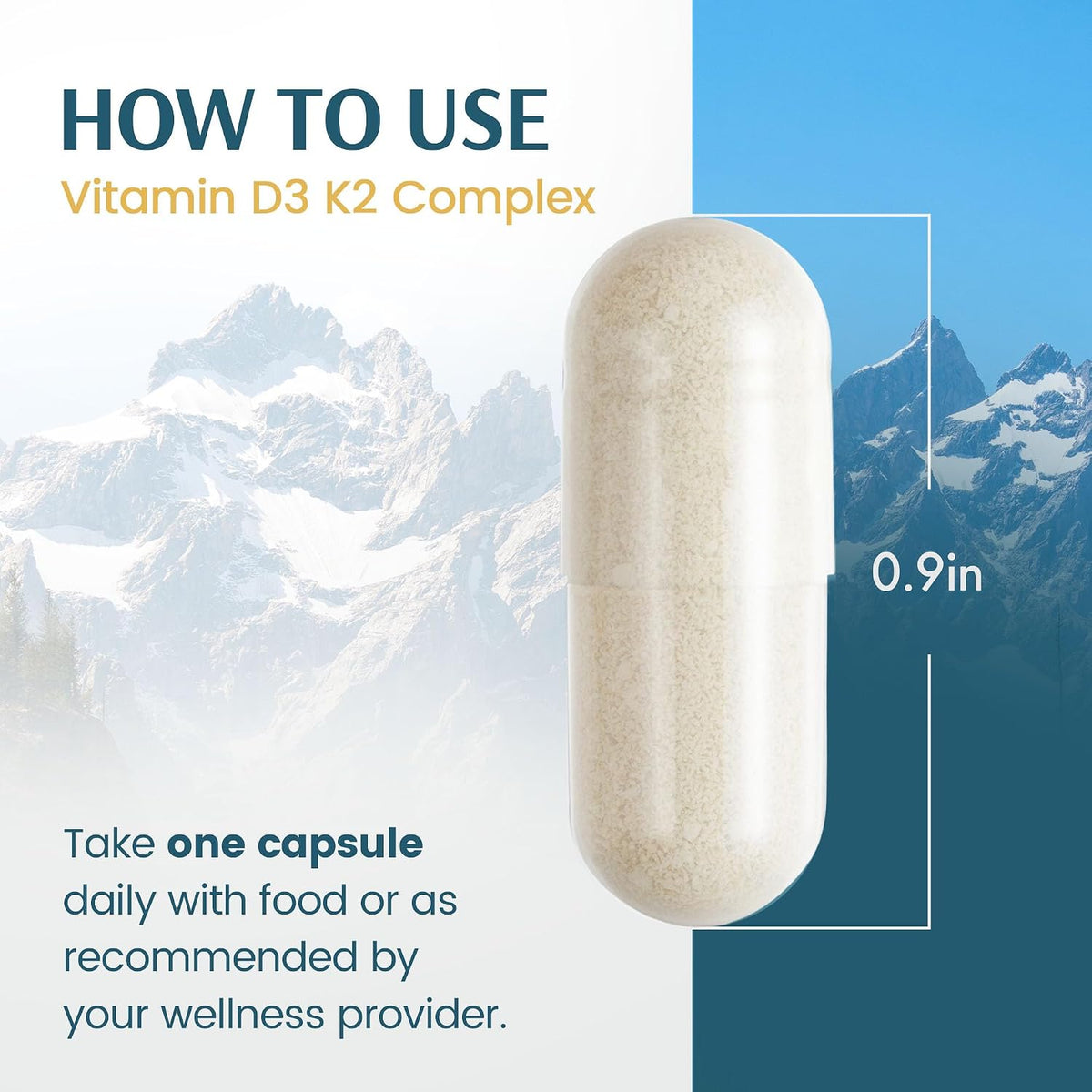 Vykee Nutrition Vitamin D3 K2 Complex – D3 140 µg & K2 (MK-7) 110 µg – 120 Vegan Capsules - görsel 5