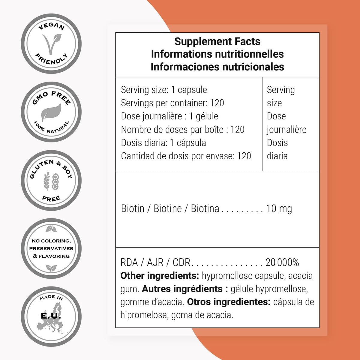 Supersmart Biotin 10,000mcg - High Potency Vitamin B7 Supplement - 120 Vegetarian Capsules - görsel 4