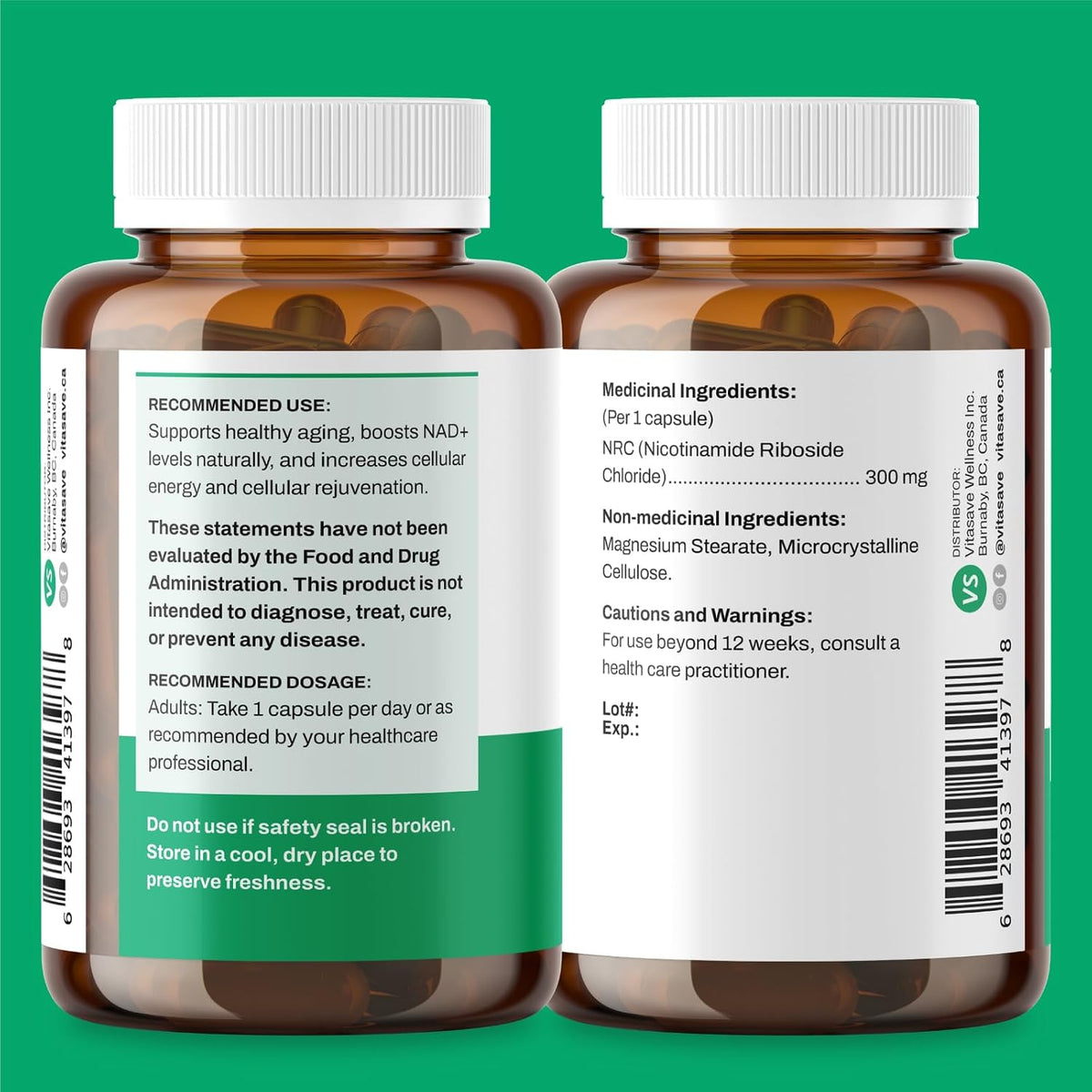 Vitasave NiaMax NAD+ Supplement – 300mg Niacinamide Riboside – High-Potency NAD+ Precursor – Vegan, Non-GMO, Gluten-free (30 Capsules) - görsel 3