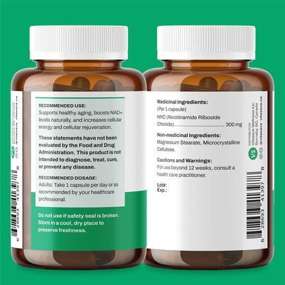 Vitasave NiaMax NAD+ Supplement – 300mg Niacinamide Riboside – High-Potency NAD+ Precursor – Vegan, Non-GMO, Gluten-free (30 Capsules)