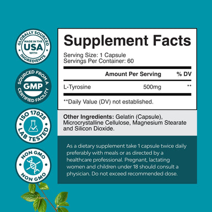 Free Form L-Tyrosine 500mg Capsules
