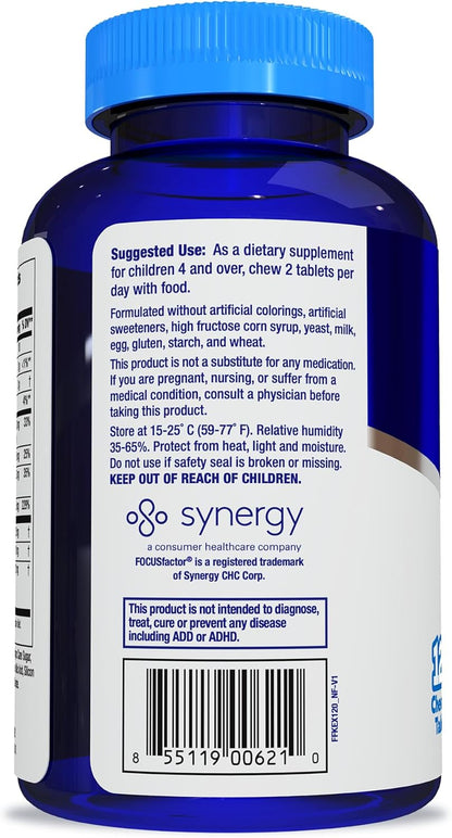 Focus Factor Kids Extra Strength Daily Chewable – Brain Health Support – 120 Chewable Tablets