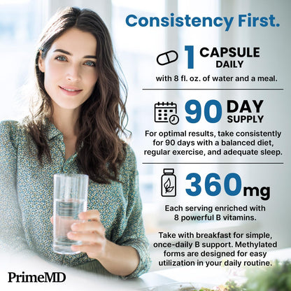 PrimeMD Methylated B Complex with B12 Methylcobalamin and Methyl Folate 1000 mcg