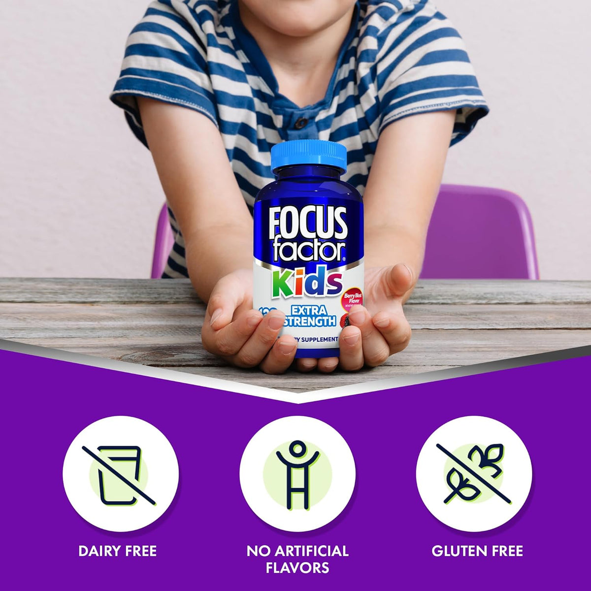 Focus Factor Kids Extra Strength Daily Chewable – Brain Health Support – 120 Chewable Tablets - görsel 5