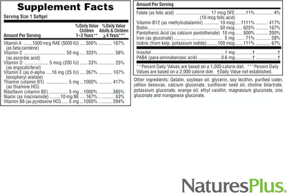 NaturesPlus Children’s Vita-Gels Multivitamin, Natural Orange Flavour - 90 Softgels - Gluten Free