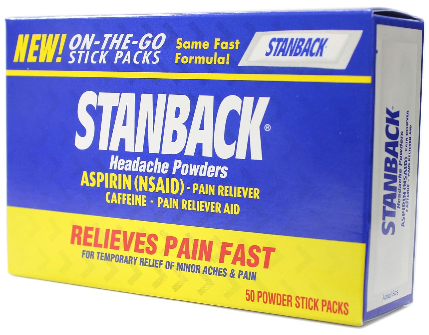 Stanback Headache Powders, Fast Pain Relief with Aspirin (NSAID) and Caffeine, 50 Sachets - görsel 2