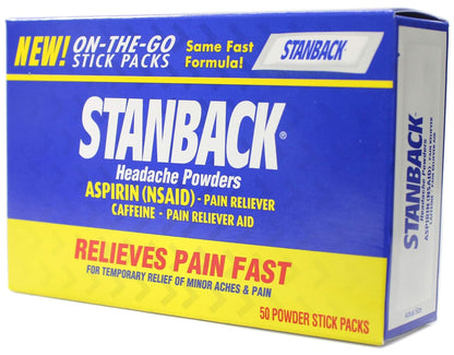 Stanback Headache Powders, Fast Pain Relief with Aspirin (NSAID) and Caffeine, 50 Sachets