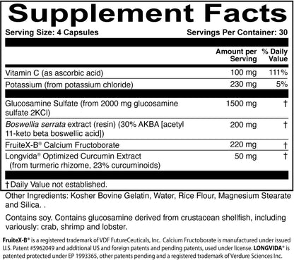 ScienceBased Health JointProtect – Advanced Joint Support with Glucosamine Sulphate, Boswellia (30% AKBA), Longvida Curcumin, FruiteX-B, & Vitamin C – for Flexibility & Cartilage Health – 120 Capsules