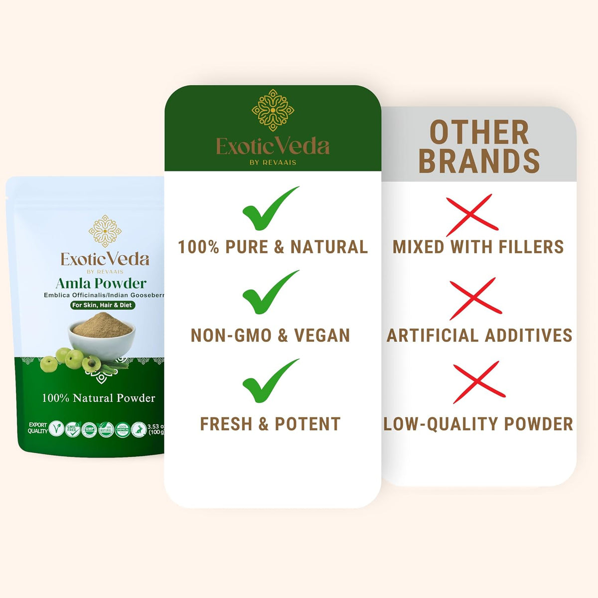 Exotic Veda Amla Powder - 100% Pure Indian Gooseberry, Ayurvedic Supplement, Non-GMO, 100g - görsel 5