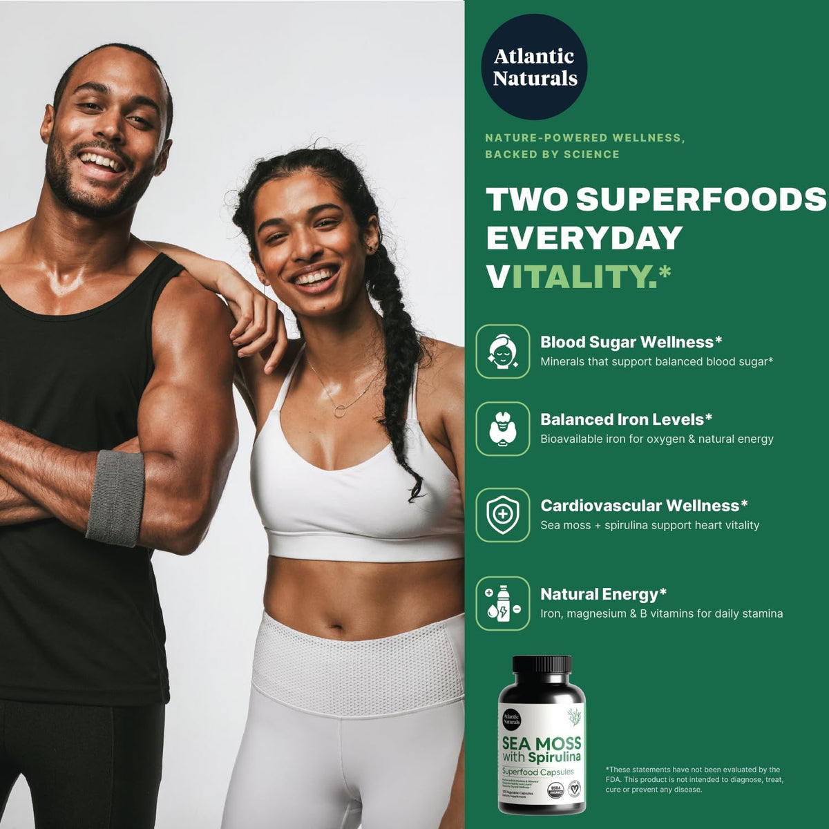Sea Moss with Spirulina Superfood Capsules – Irish Sea Moss Organic with Spirulina (120 Capsules) - görsel 2