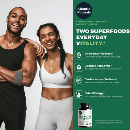 Sea Moss with Spirulina Superfood Capsules – Irish Sea Moss Organic with Spirulina (120 Capsules)