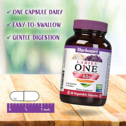 Bluebonnet Nutrition Ladies’ ONE 40+ Whole Food-Based Multivitamin - 60 Vegetable Capsules