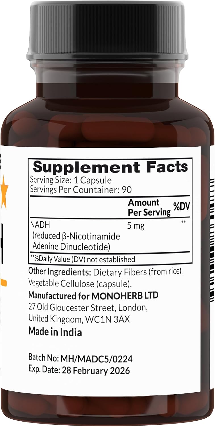 MONOHERB NADH 5 mg 90 Vegan Capsules - görsel 2
