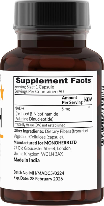 MONOHERB NADH 5 mg 90 Vegan Capsules