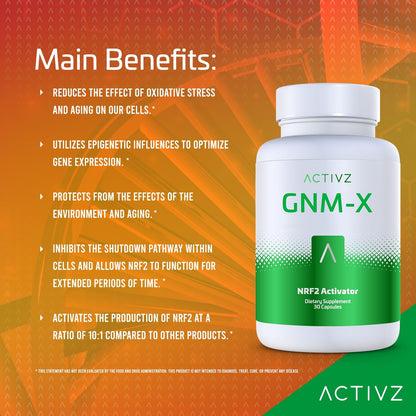 ACTIVZ GNM-X - Nrf2 Activator for Genetic Cellular Defence and Enhanced Wellbeing - Supports Healthy Ageing and Epigenetic Health - 30 Capsules