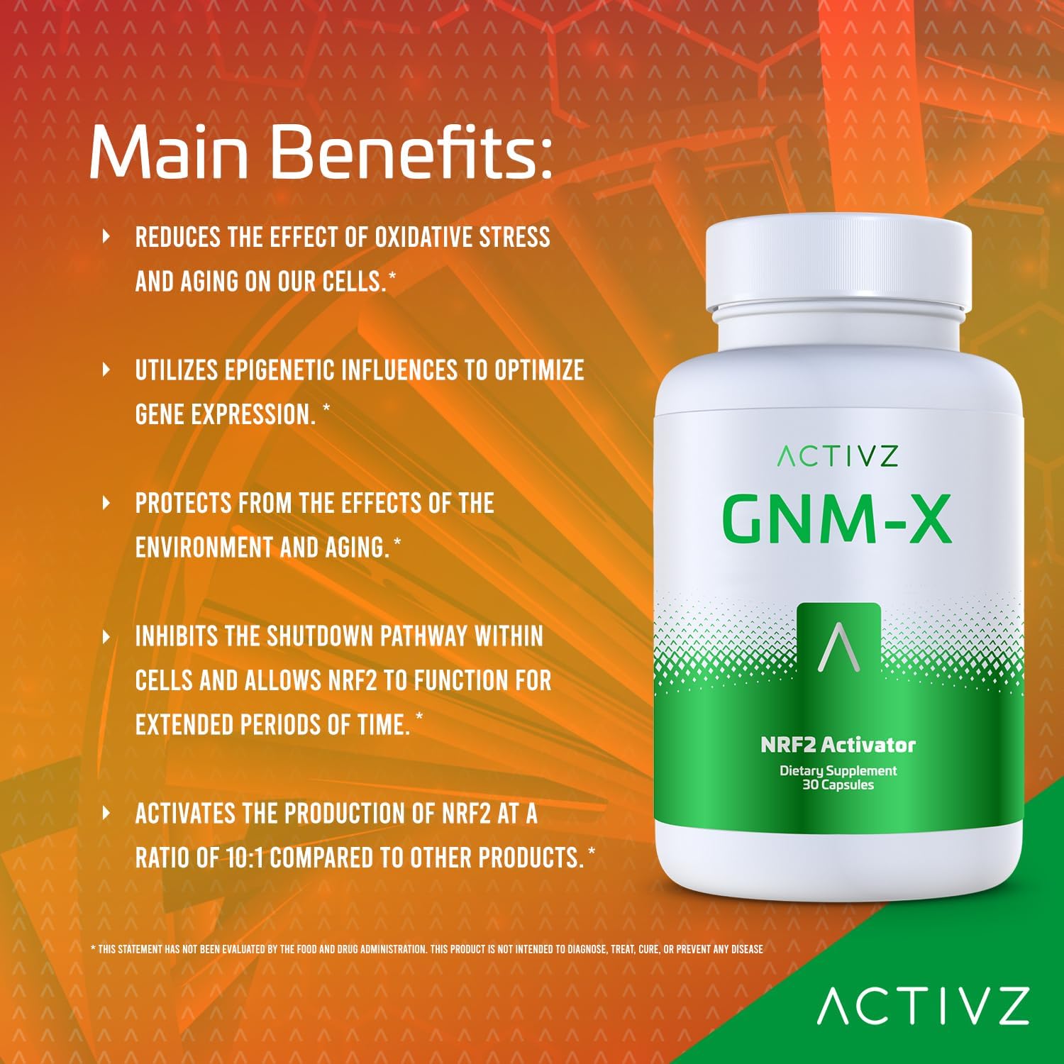 ACTIVZ GNM-X – Nrf2 Activator for Cellular Defence and Enhanced Wellbeing – Supports Genetic Health – 30 Capsules - görsel 5