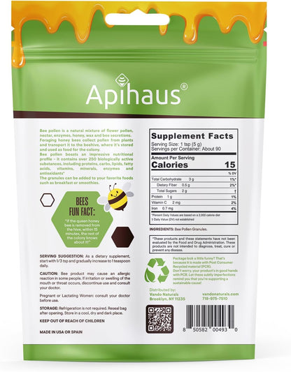 Apihaus Bee Pollen Granules (454 g) - 100% Pure Raw Superfood