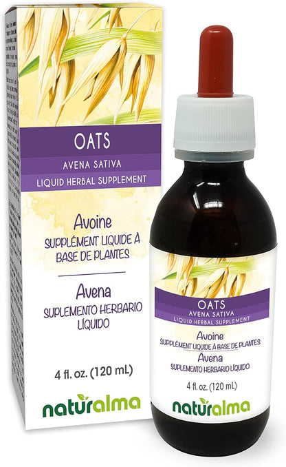 Naturalma Oats (Avena Sativa) Tops Alcohol-Free Tincture - 118 ml Liquid Extract Drops - Herbal Supplement - Vegan