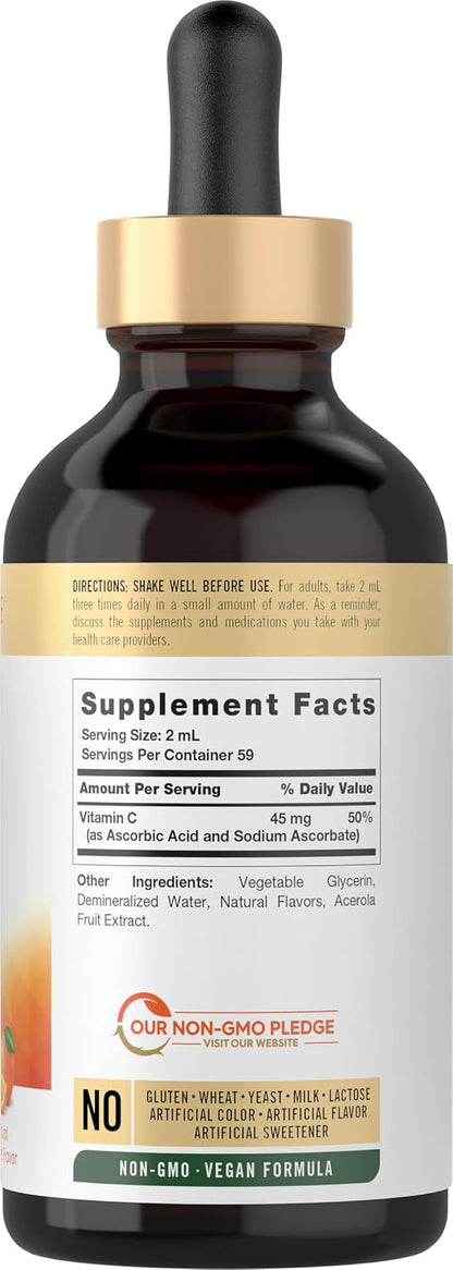 Carlyle Vitamin C Liquid Drops | 118 ml | Orange | Vegan | Non-GMO | Gluten-free