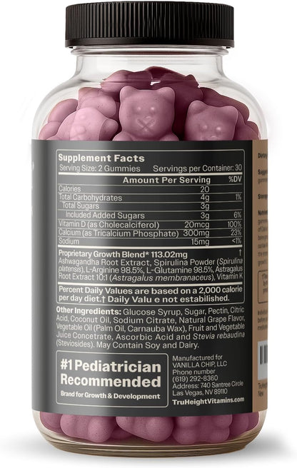 TruHeight Growth Gummies (Grape) - Natural Growth Supplement for Children & Teens