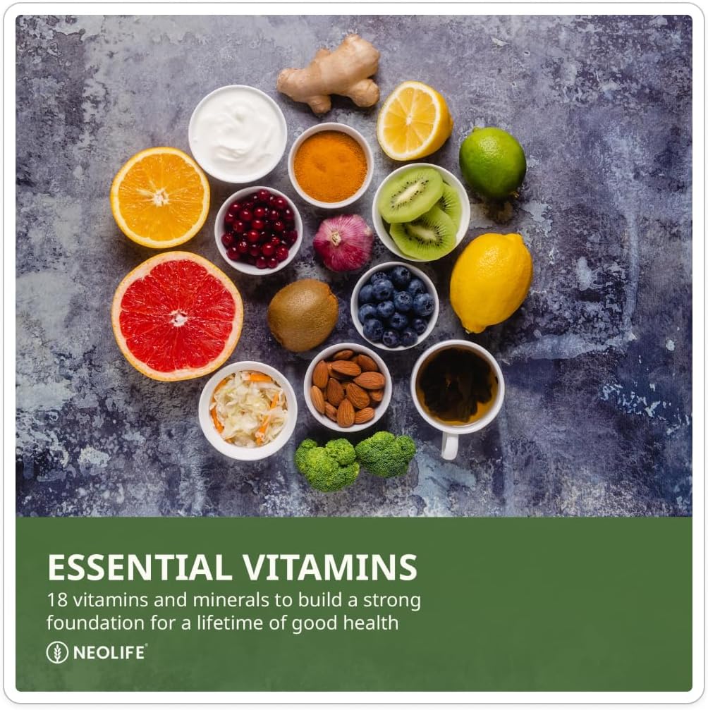NeoLife Vita-Squares - Chewable Multivitamin for Children, 18 Vitamins & Minerals, Berry-Citrus, 180 Tablets - görsel 3