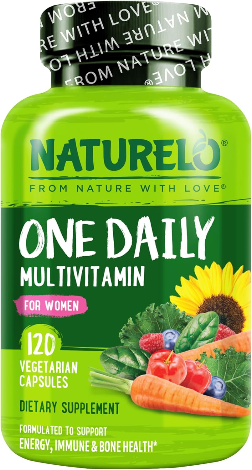 NATURELO One Daily Multivitamin for Women with Vitamin B12, 120 Capsules, Energy Support, Whole Food Daily Women's Multivitamin Supplement, Nourish Hair/Skin/Nails, Non-GMO, No Soya, Gluten-free, 4 Month Supply - görsel 1