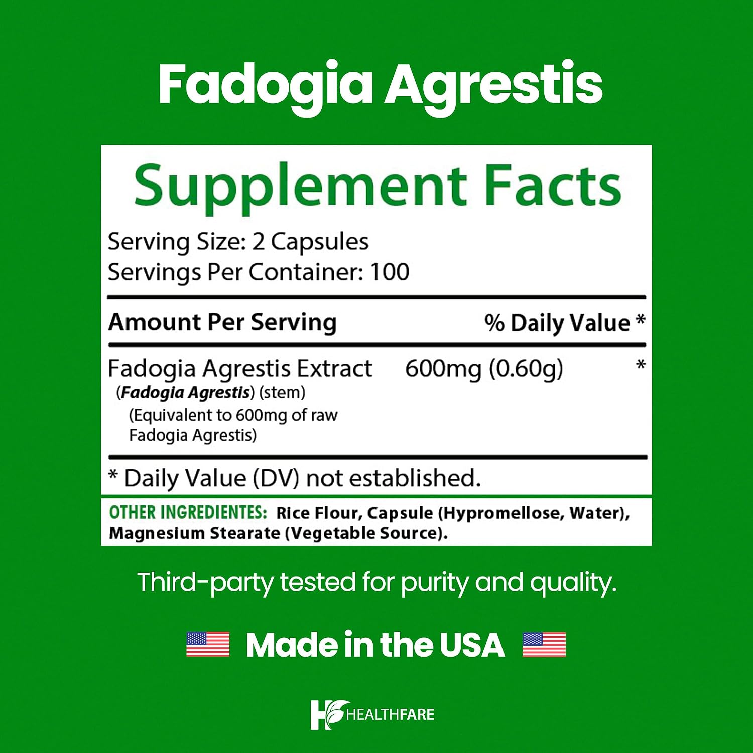 Healthfare Fadogia Agrestis Extract – 200 Vegan Capsules - görsel 3