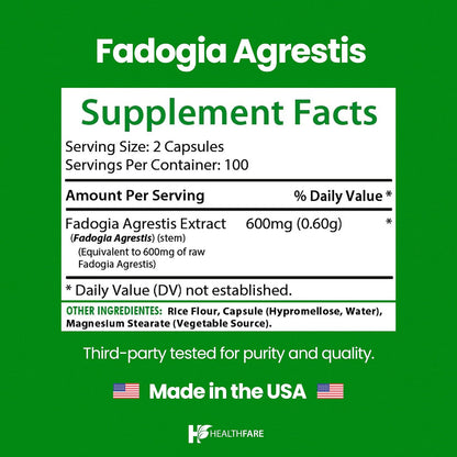 Healthfare Fadogia Agrestis Extract – 200 Vegan Capsules